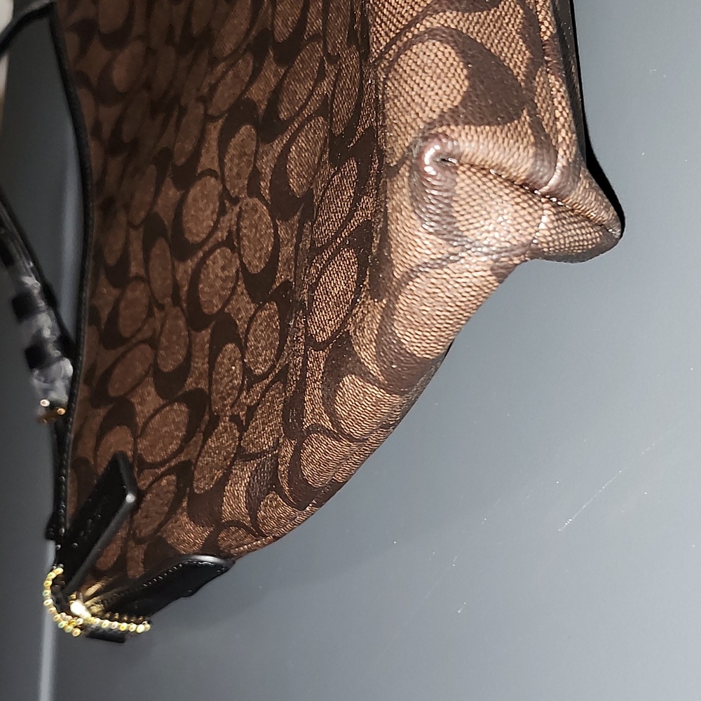 Coach Signature File Bag In Dark Brown - Picture 3 of 6